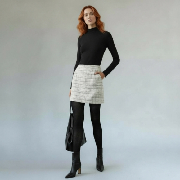 LOFT Plaid Skirt - Black and White Size 16 NWOT - Picture 9 of 9